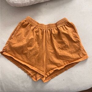 Los Angeles Apparel Women's Athletic Shorts in Orange/Mustard Yellow